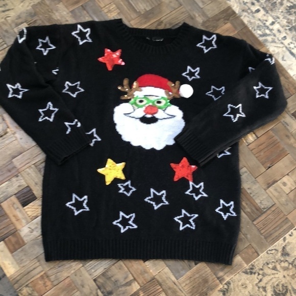 Santa Reindeer Ugly Tacky Holiday Sweater by New Direction - Picture 1 of 6